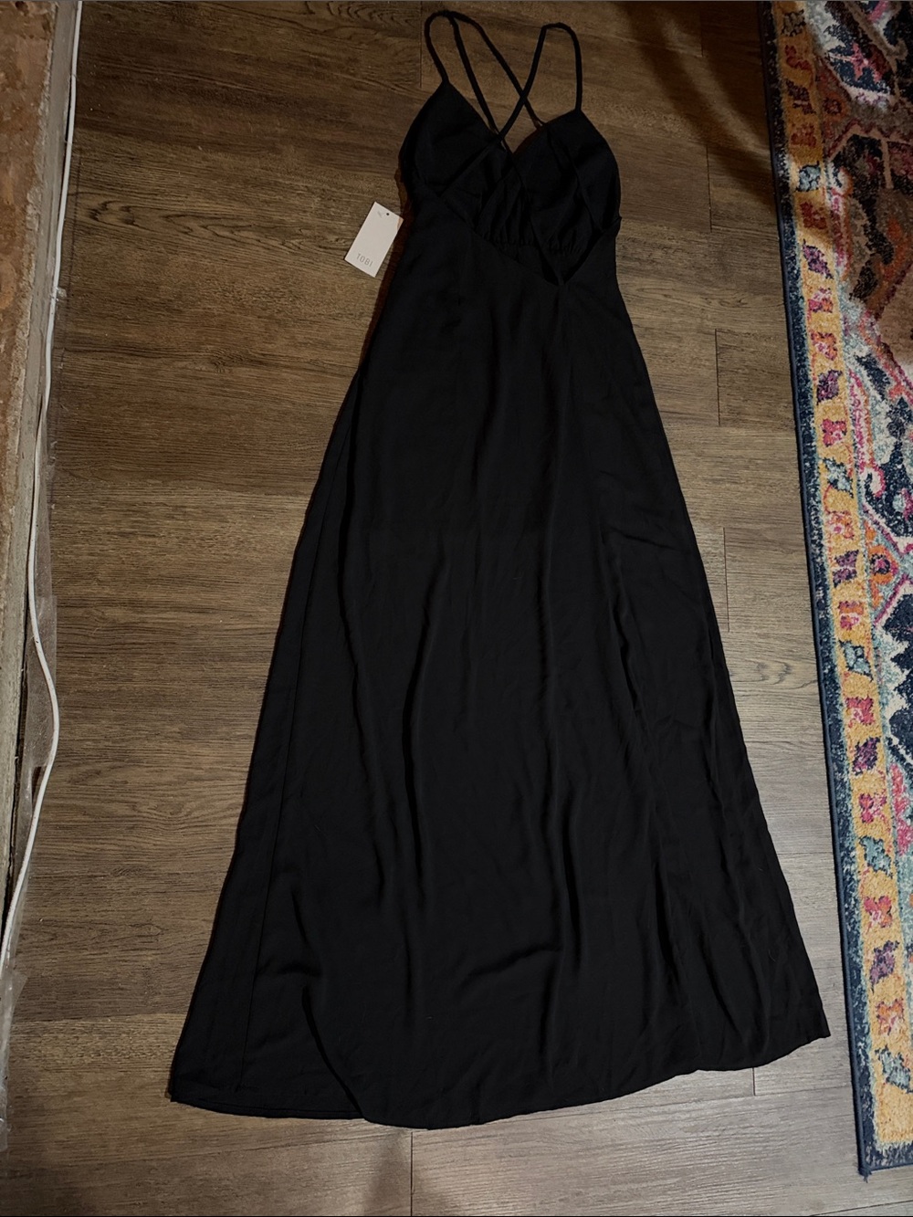 Tobi Black Strappy V-Neck Maxi Dress